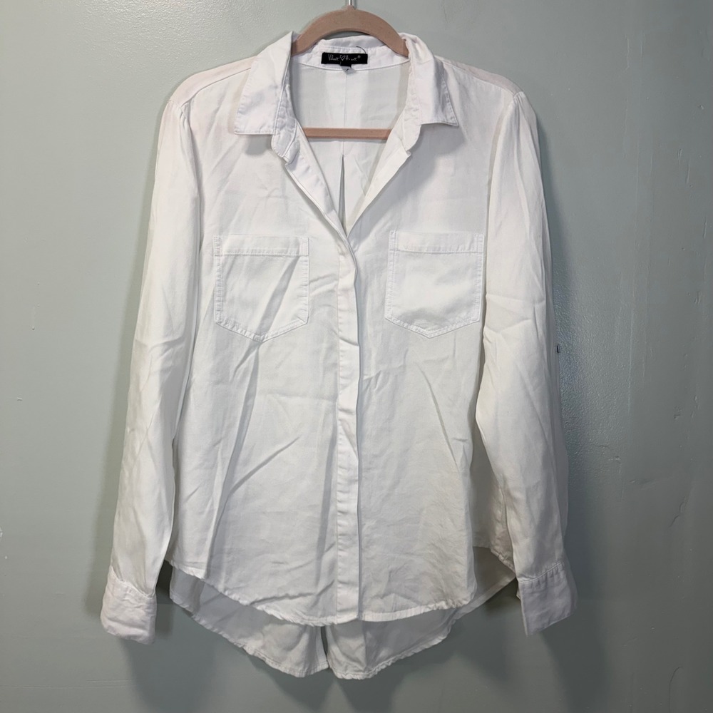 Velvet Heart White Tencel Button Down Shirt GWT-2931 Large Classic Clean Girl